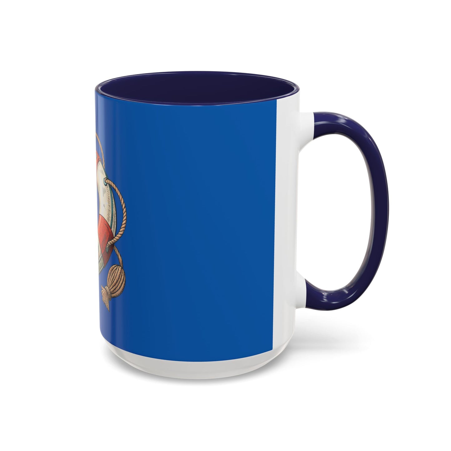 Lifesaver Accent Coffee Mug - Nautical Gift, Beach Decor, Sailor's Coffee Cup, Ocean Lover Mug, Summer Vibes