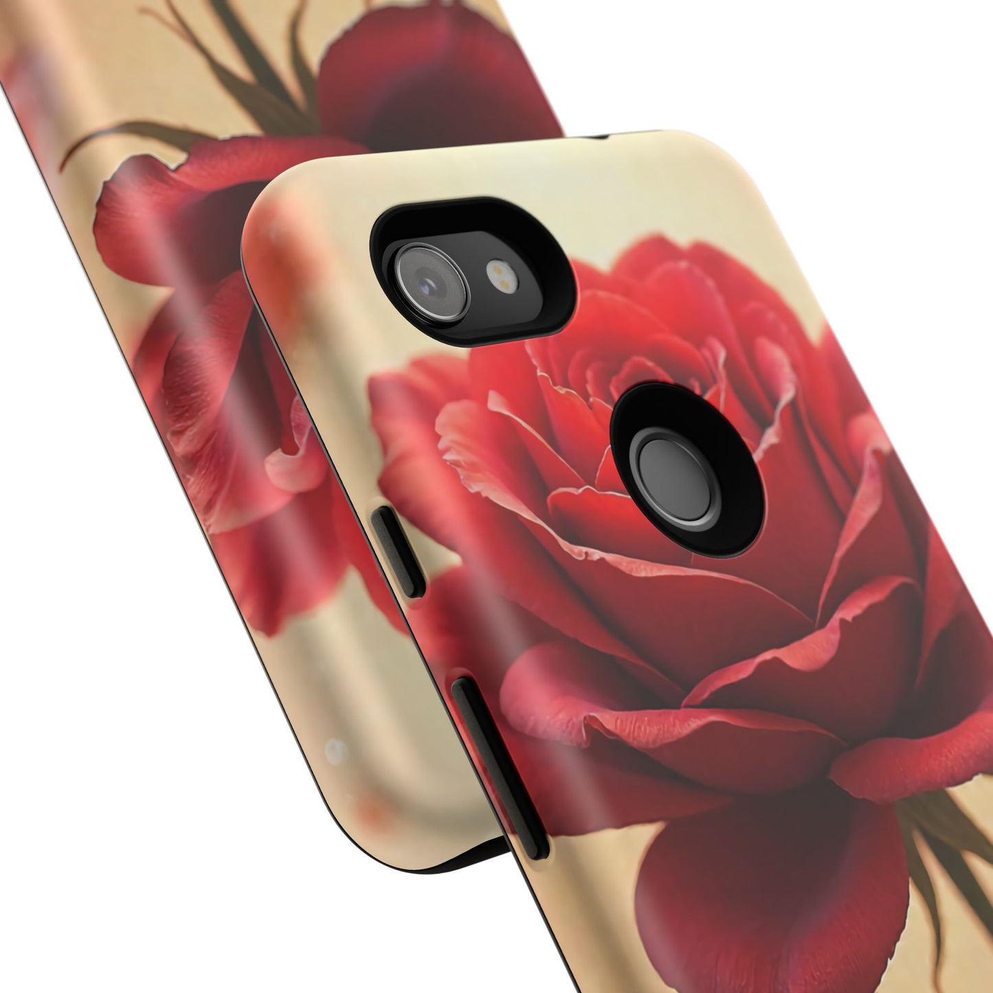 Floral Phone Case with Red Rose Design, Tough Phone Cover, Flower Print, Gift for Her, Stylish Accessory, Floral Aesthetic