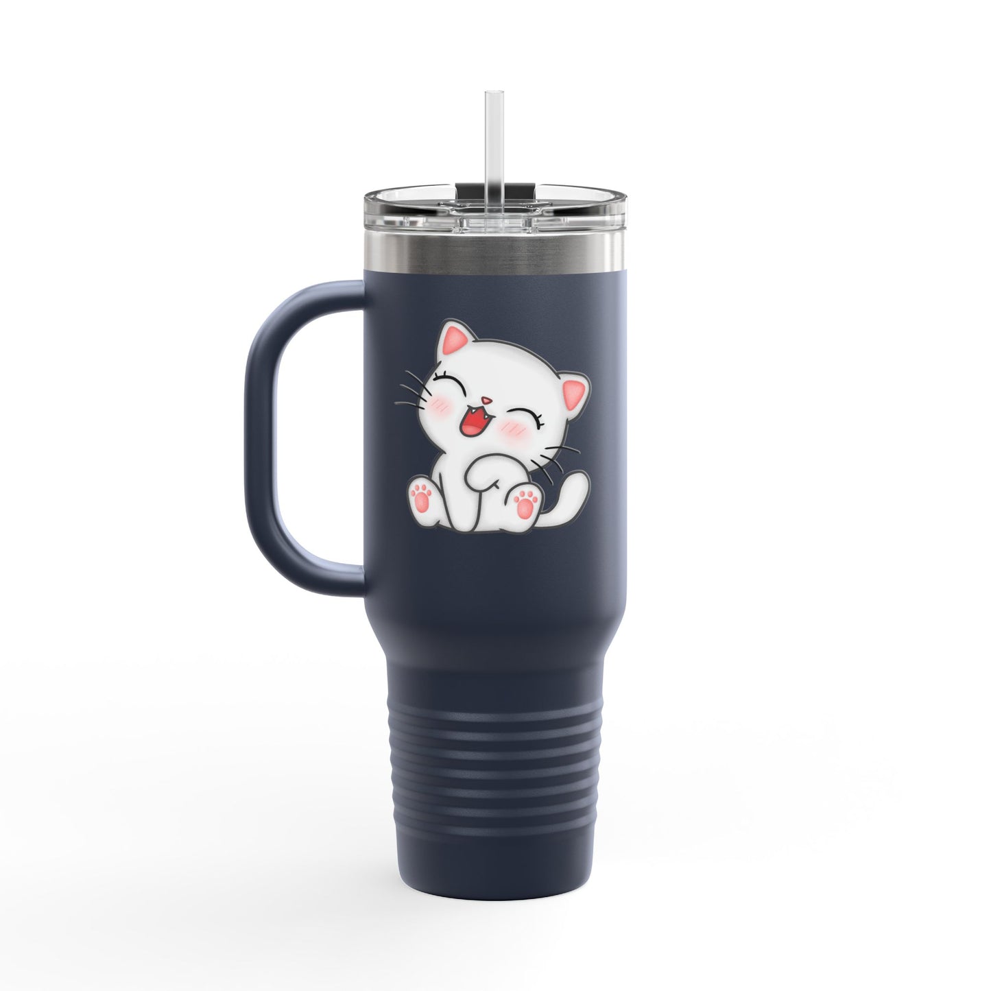 Cute Cat Insulated Travel Mug, 40oz | Funny Coffee Mug for Cat Lovers, Animal Lover Gift, Travel Tumbler, Pet Themed Drinkware