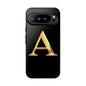 Custom Phone Case with Gold Letter A, Monogrammed Gift, Tough Protective Case, Personalized Phone Accessory, Unique Phone Cover