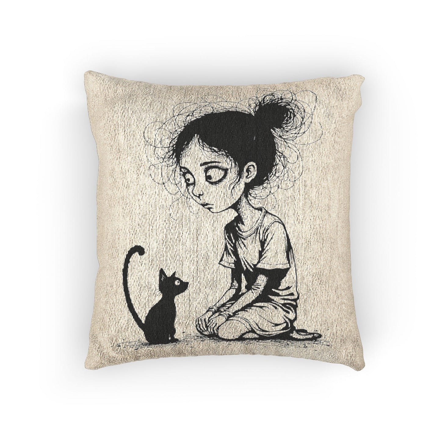 Whimsical Cat Lover's Woven Pillow, Cozy Home Decor, Cute Animal Accent, Cat Lover Gift, Couch Cushion, Bohemian Style Pillow