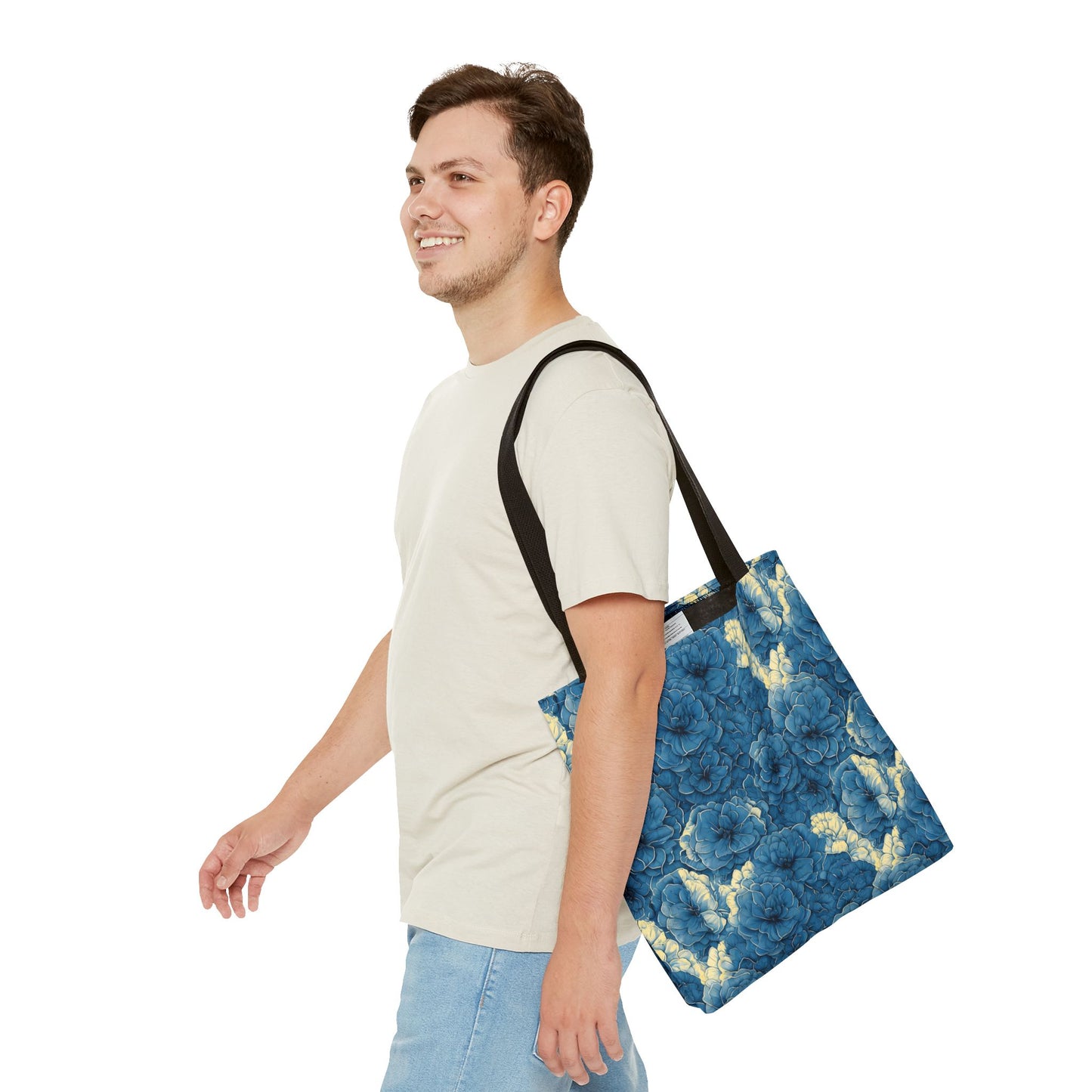 Floral Blue Peony Tote