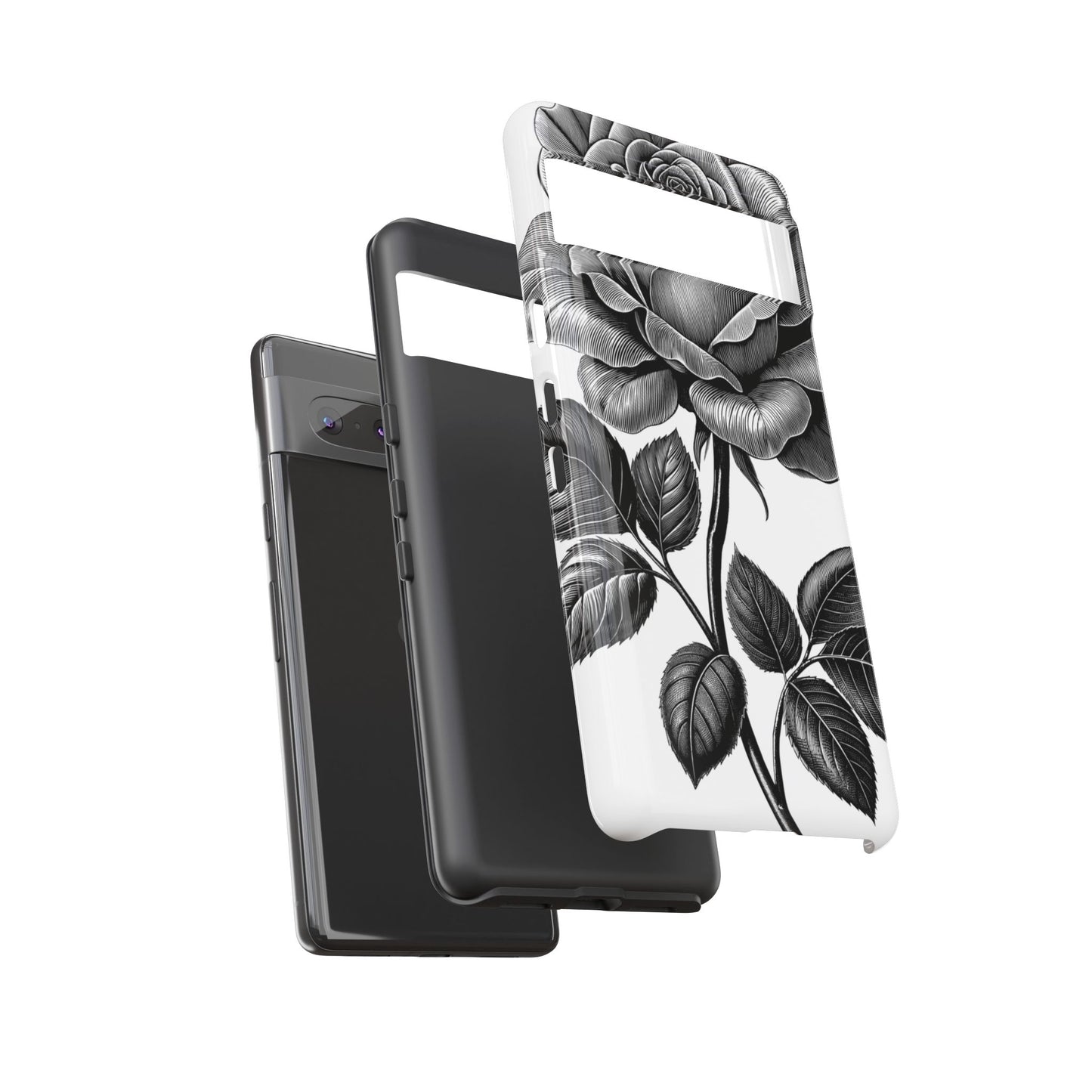 Elegant Floral Phone Case - Tough Cases, Black Rose Design, Floral Phone Cover, Stylish Phone Accessory, Gift for Her, Mother's Day