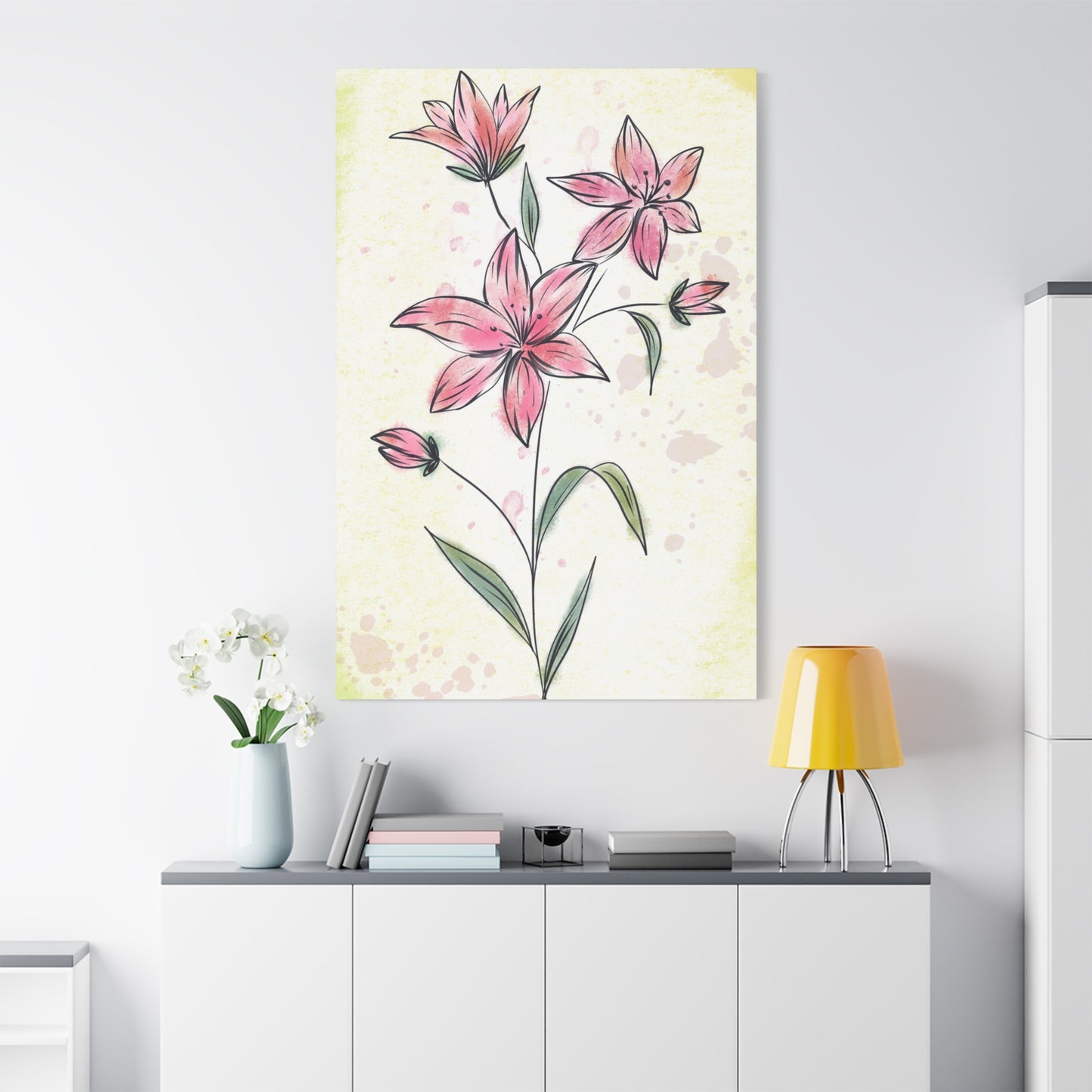Matte Canvas, Stretched, 1.25" Tulips Pink Flowers