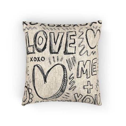 Boho Love Woven Pillow, Decorative Throw Cushion, Home Decor, Cozy Living Room Accent, Gift for Her, Modern Farmhouse Decor