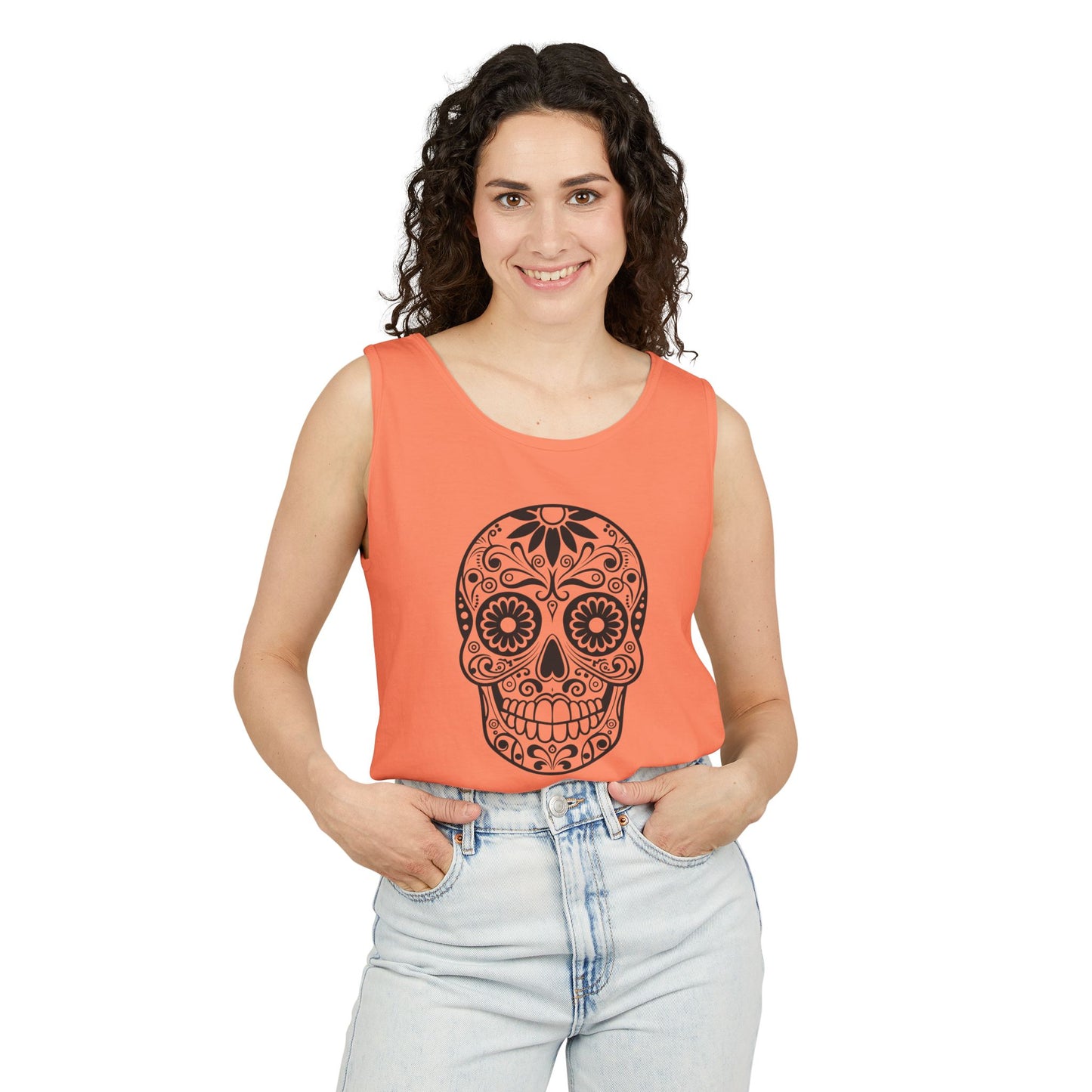 Skull Design Tank Top - Unisex, Cotton Muscle Tee for Festivals