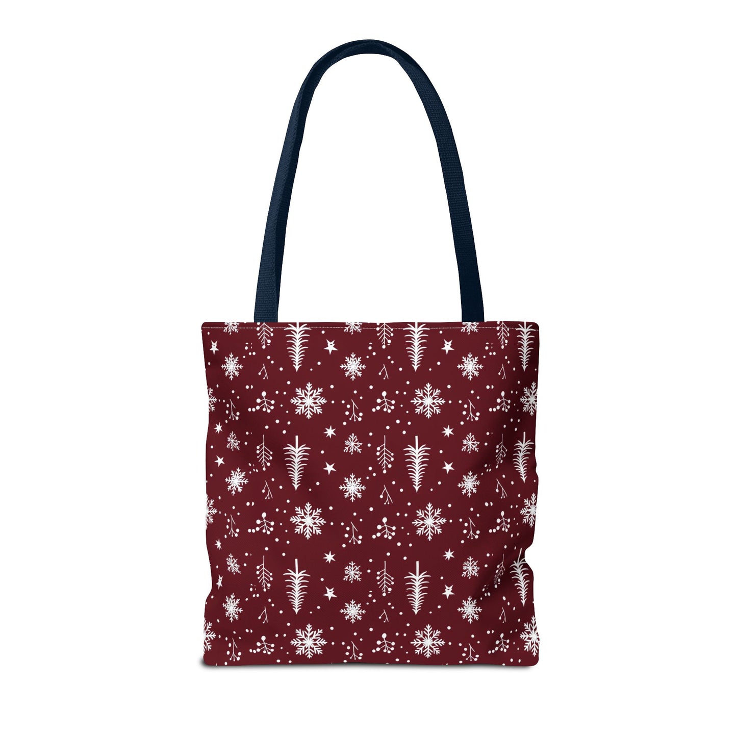 Christmas Snowflake Tote Bag – Burgundy Holiday Patterned Carryall