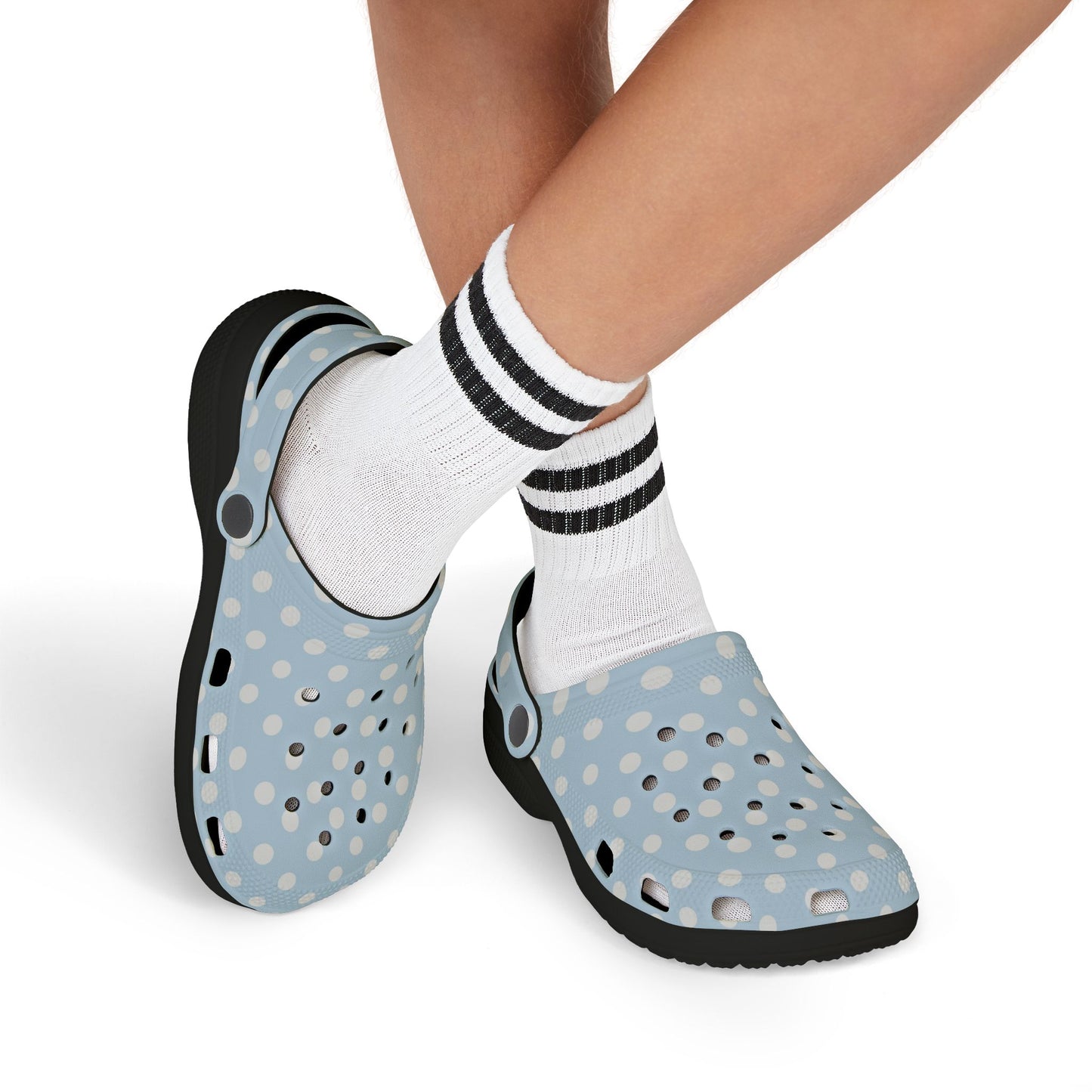 Kids Polka Dot EVA Foam Clogs — Light Blue Slip‑On Casual Shoes