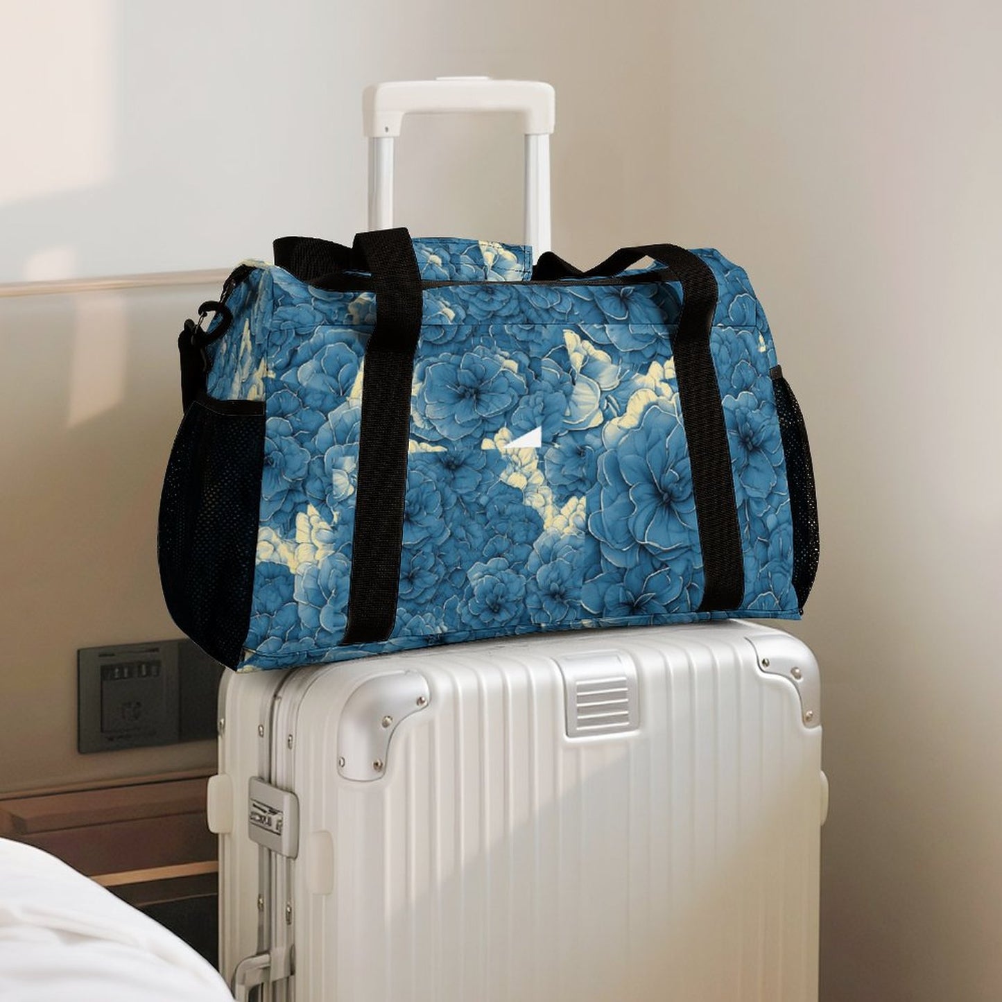 Travel Duffel Bag Blue Flowers