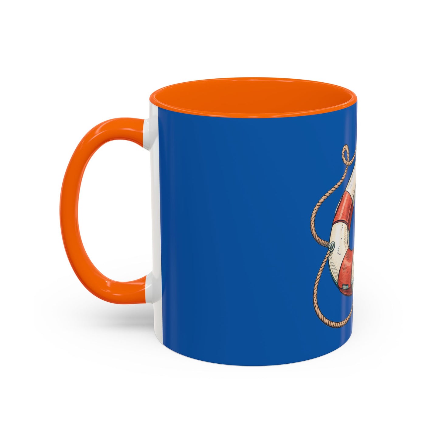 Lifesaver Accent Coffee Mug - Nautical Gift, Beach Decor, Sailor's Coffee Cup, Ocean Lover Mug, Summer Vibes