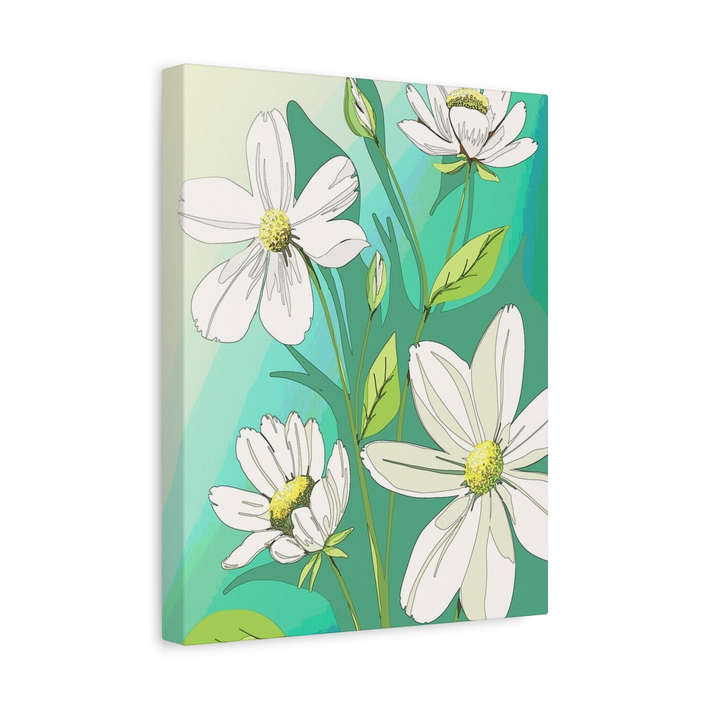 Matte Canvas, Stretched, 1.25" White Flowers