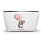 Good Vibes Hippo Accessory Pouch, Cute Makeup Bag, Gift for Animal Lovers, Fun Travel Organizer, Heart Balloon Design