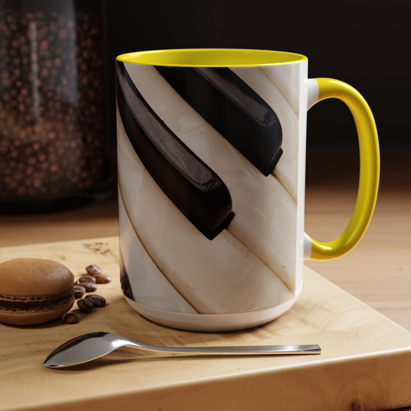 Musical Accent Coffee Mug | Piano Design, Coffee Lover Gift, Musician Mug, Stylish Drinkware, Home & Office Decor
