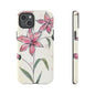 Floral Phone Case with Elegant Pink Lilies, Cute Floral Accessories, Phone Protection, Gift for Her, Stylish Cell Phone Cover