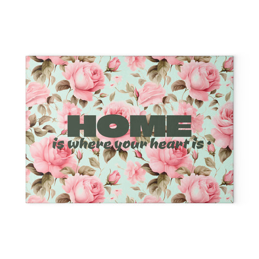 Floral Home Glass Cutting Board, Kitchen Decor, Housewarming Gift, Mother’s Day Gift, Cooking Accessory