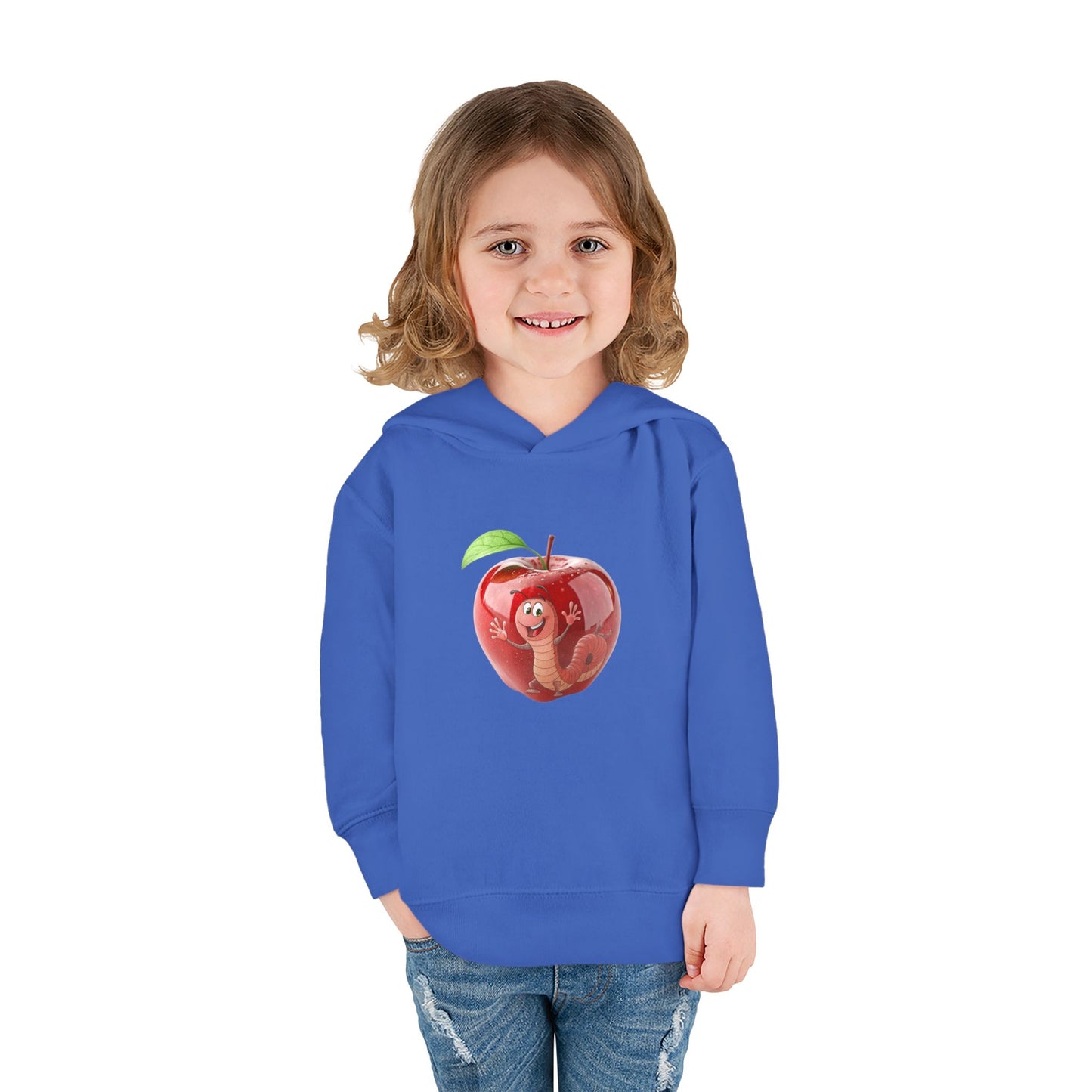 Cute Apple Toddler Pullover Fleece Hoodie - Cozy, Fun, Playful Kidswear, Perfect Gift for Birthdays, Play Dates, or Fall Outings