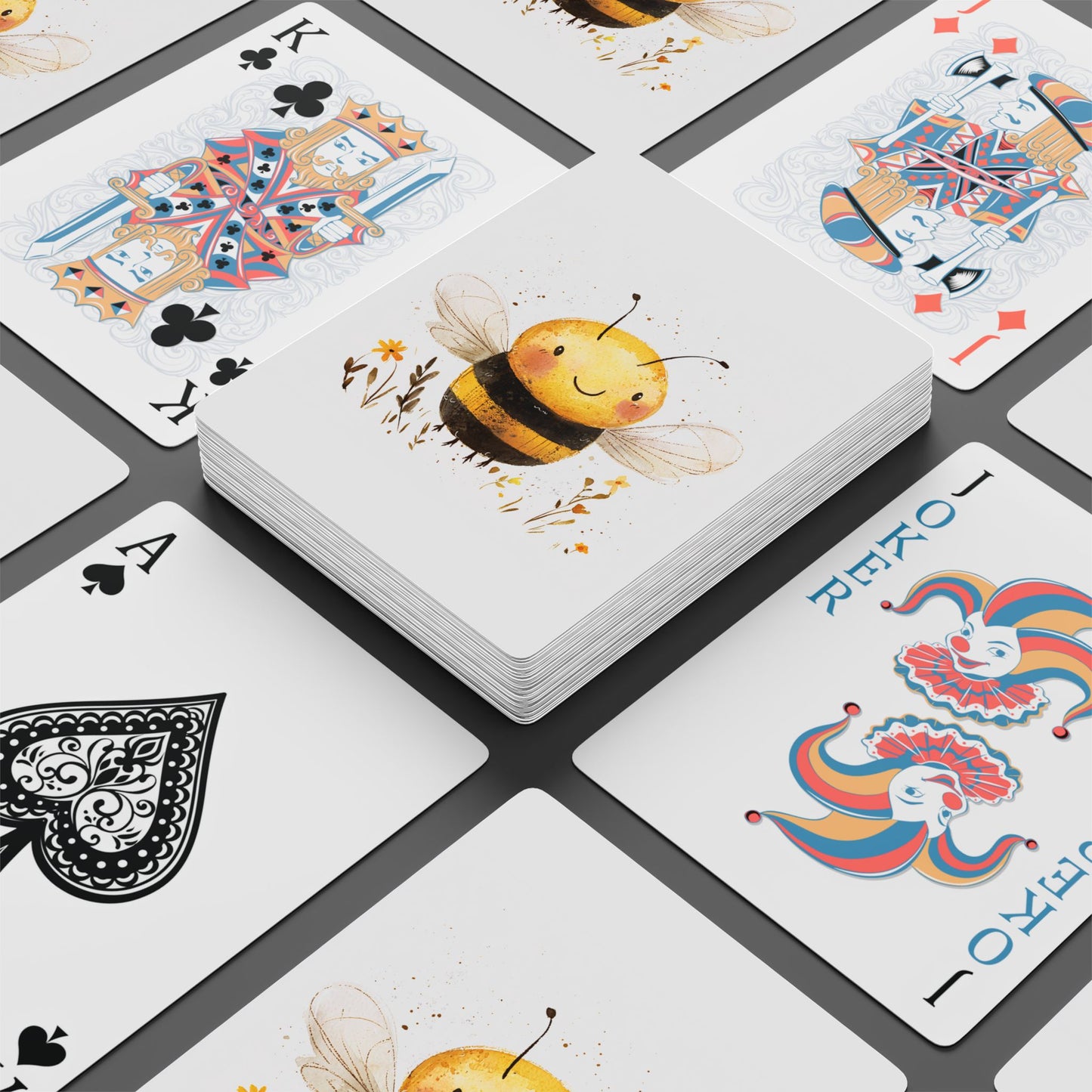 Whimsical Poker Playing Cards, Unique Card Games, Bee & Ace of Spades Designs, Great Gift for Poker Lovers, Fun Game Night Essentials