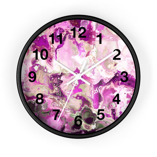 Elegant Pink Swirl Wall Clock Home Decor, Gift for Her, Modern Design, Office Wall Art, Functional Art