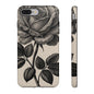 Black Rose Phone Case, Tough Cases with Floral Design, Elegant Tech Accessory, Gift for Flower Lovers, Stylish Protection