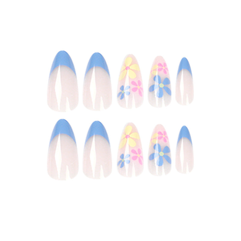 Blue Edge French Simple Flower Press on nails Wholesale Press on nails Nail Nail Nail 365nails – Image 5