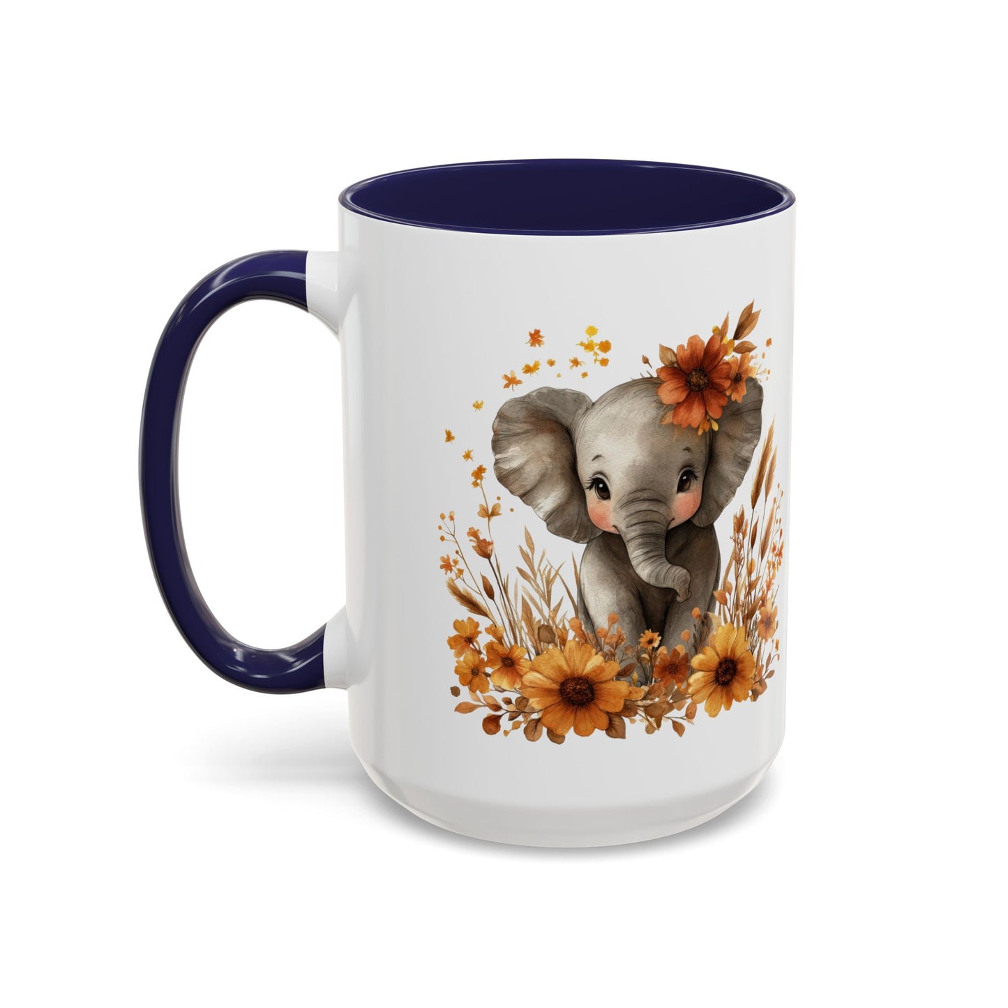 Adorable Elephant Floral Coffee Mug, Cute Animal Mug, Coffee Lover Gift, Kids Mug, Baby Shower Decor