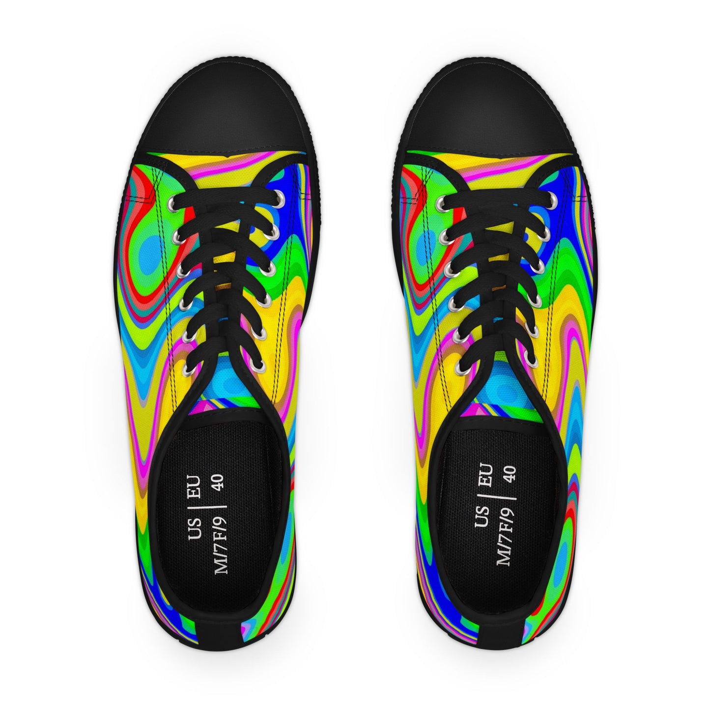 Low Top Sneakers — Vibrant Psychedelic Swirl Women's Canvas Shoes