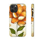 Floral Phone Case with Orange Flower Design, Tough Phone Cover, Floral Gift, Stylish Tech Accessory, Nature Lovers, Spring Vibes