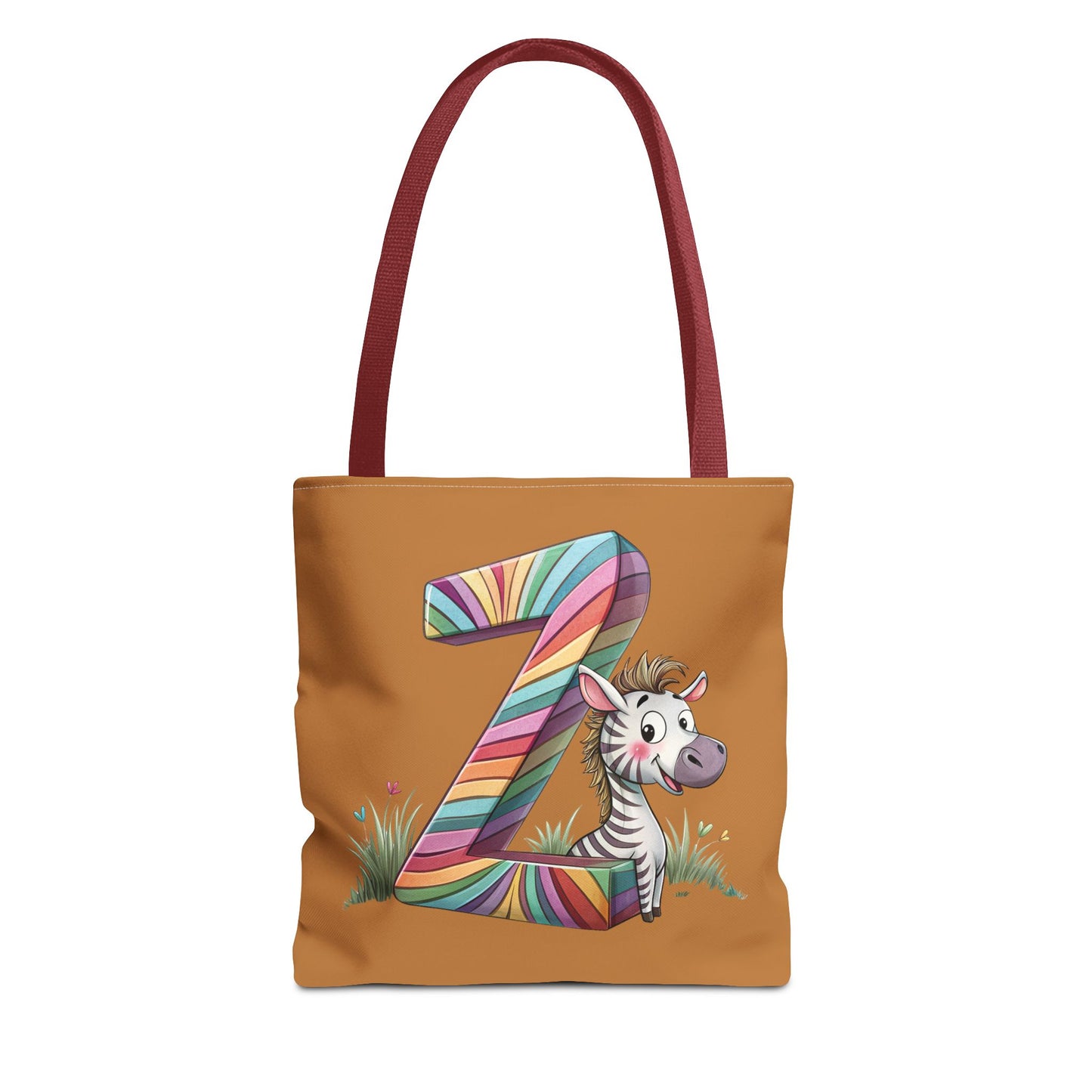 Colorful Zebra Initial Tote Bag, Kids' Backpack, Fun Reusable Shopping Bag, Cute Gift for Animal Lovers, Eco-Friendly, Alphabet Design