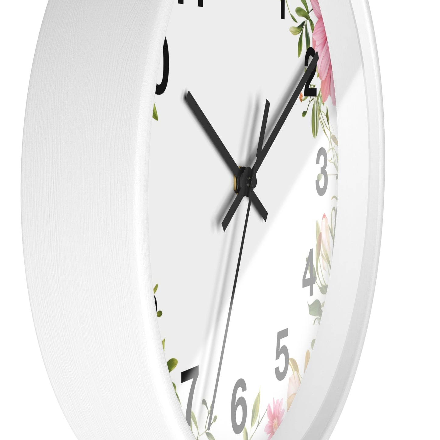 Floral Wreath Wall Clock — Pink Garden Decorative Timepiece