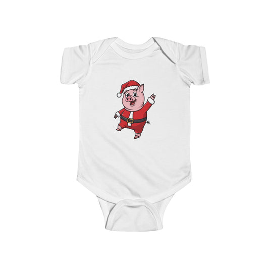 Santa Pig Infant Bodysuit, Cute Baby Christmas Outfit, Holiday Bodysuit, Baby Shower Gift, Festive Baby Clothes