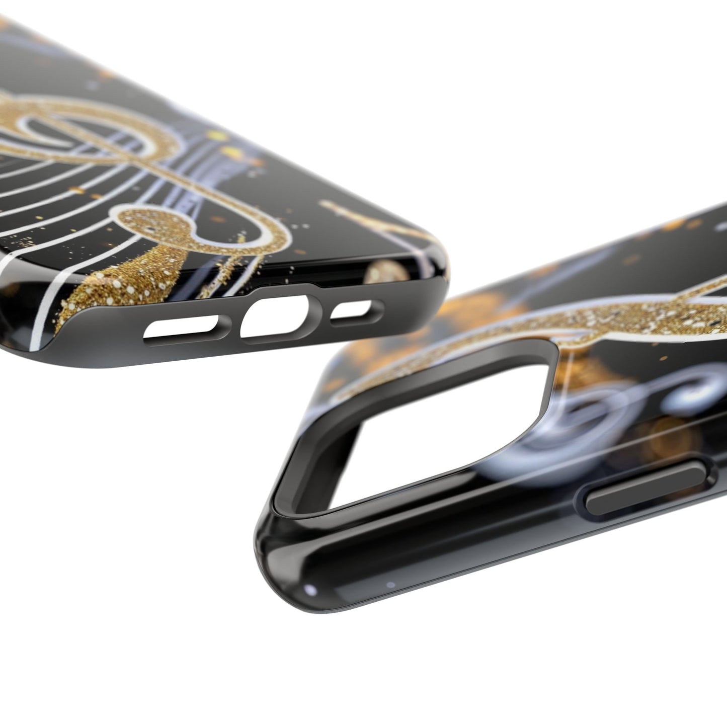 Music Notes Magnetic Impact-Resistant Phone Case — Gold Treble Clef Design