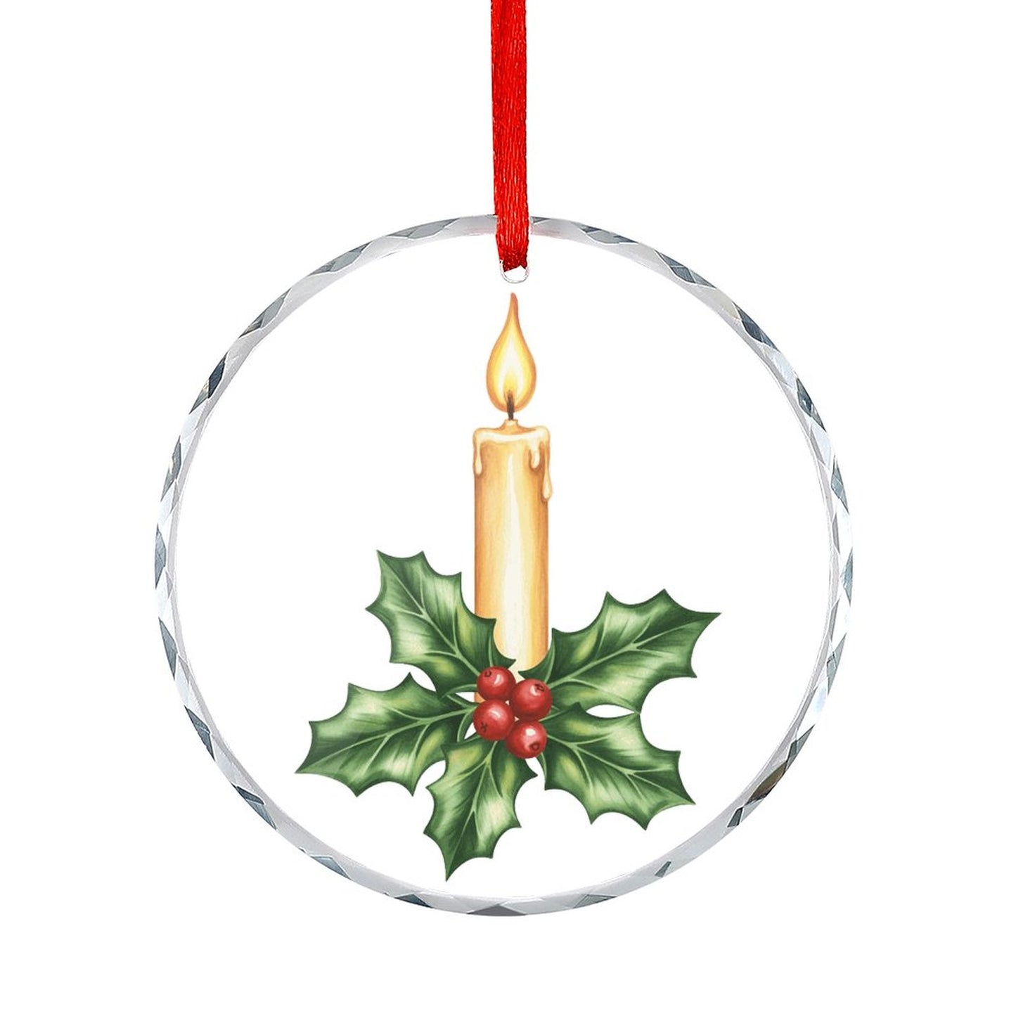 Glass Circular Ornament Pendant - candle