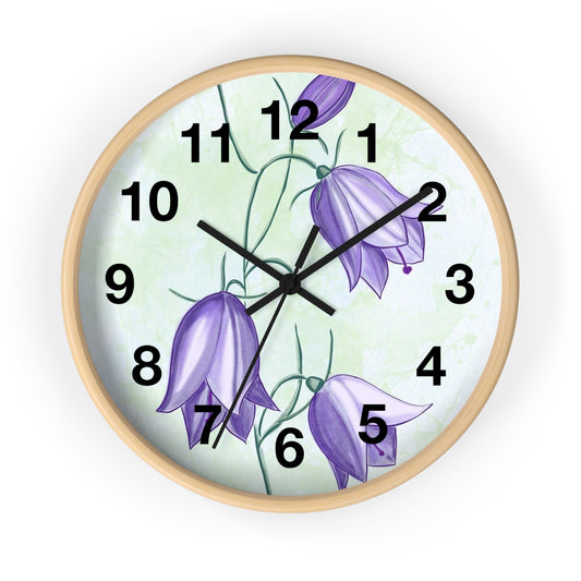 Floral Wall Clock with Purple Blooms, Elegant Home Decor, Timeless Gift, Botanical Wall Art, Perfect for Mother's Day, Spring Decor