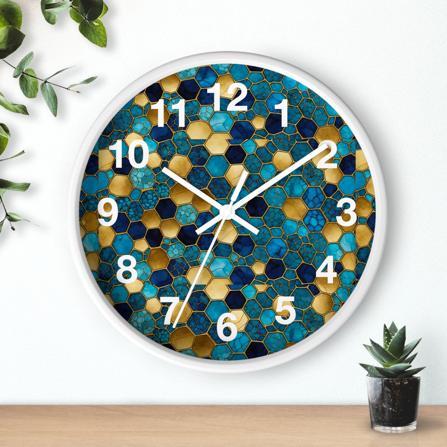 Honeycomb Mosaic Wall Clock - Home Decor, Unique Gift for Bee Lovers, Stylish Timepiece for Living Room, Kitchen or Office