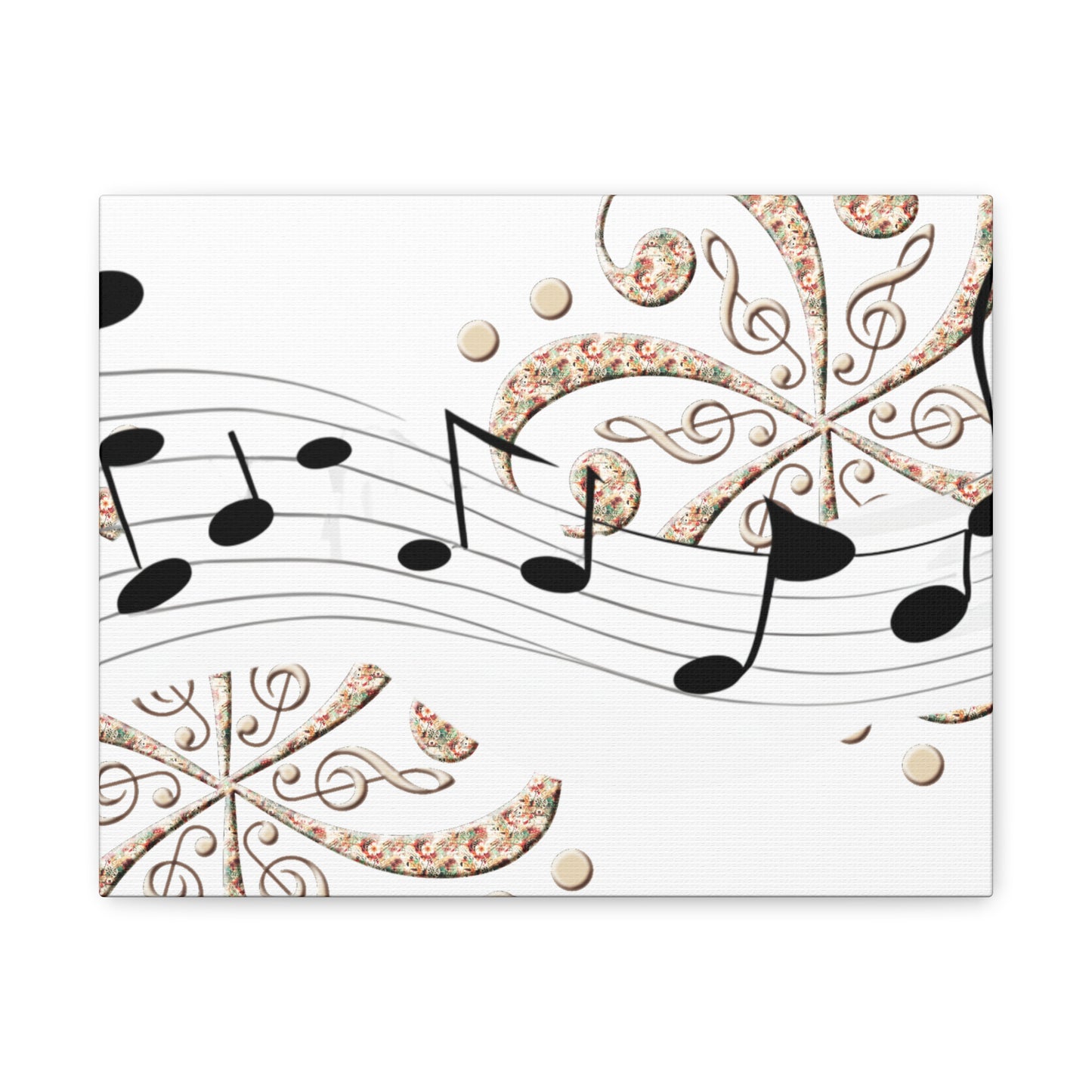 Musical Note Canvas Art, Floral Decor for Home, Music Lover Gift, Wall Art for Musicians, Unique Gift Idea