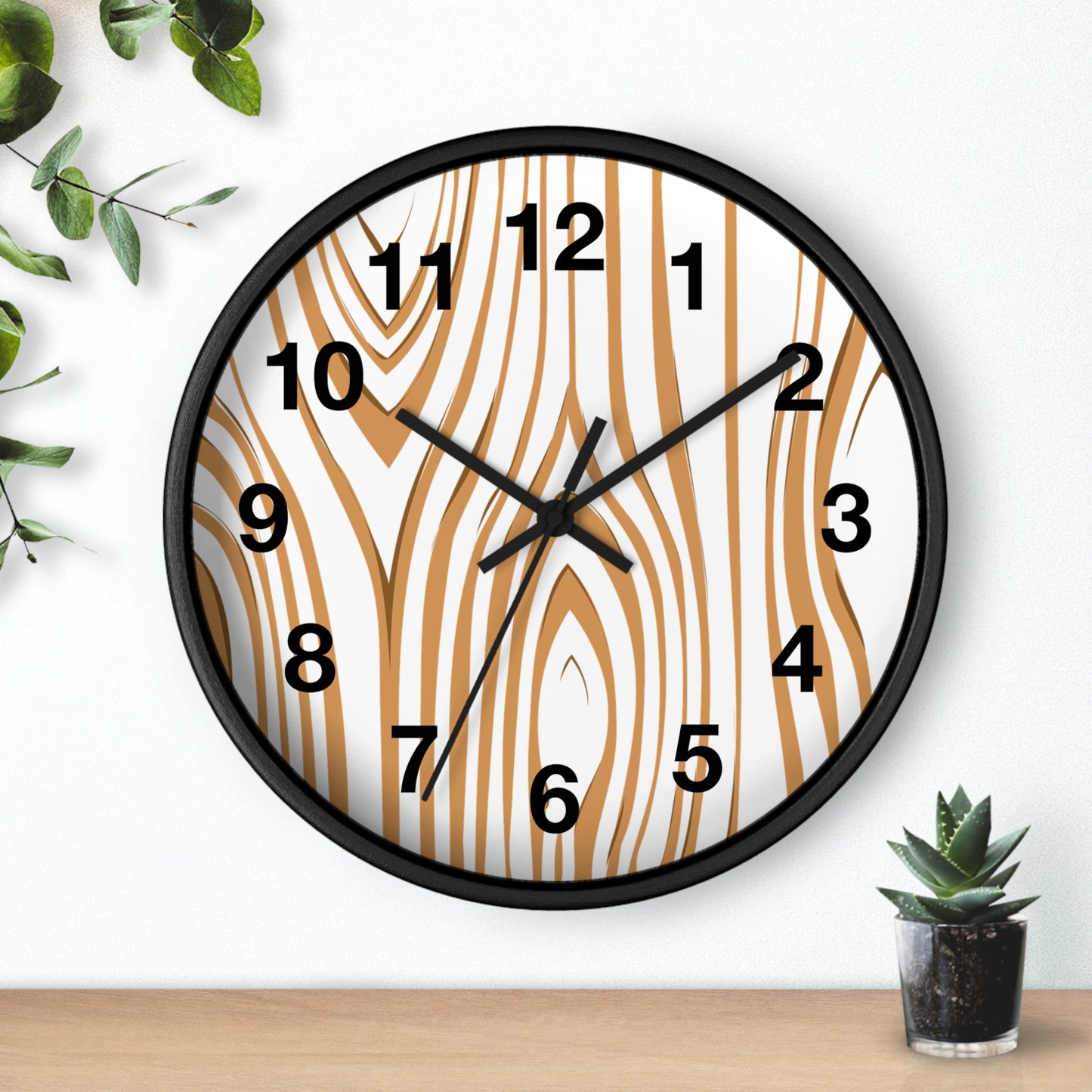 Rustic Wood Grain Wall Clock, Home Decor Clock, Modern Timepiece, Gift for Her, Unique Wall Art, Kitchen Clock, Natural Style Decoration