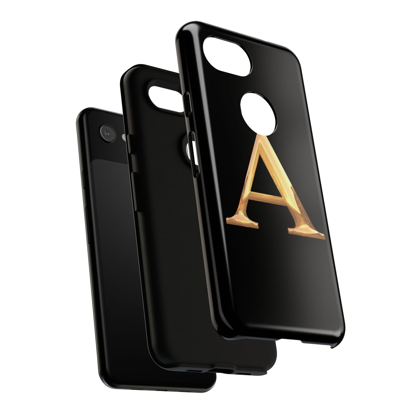 Custom Phone Case with Gold Letter A, Monogrammed Gift, Tough Protective Case, Personalized Phone Accessory, Unique Phone Cover