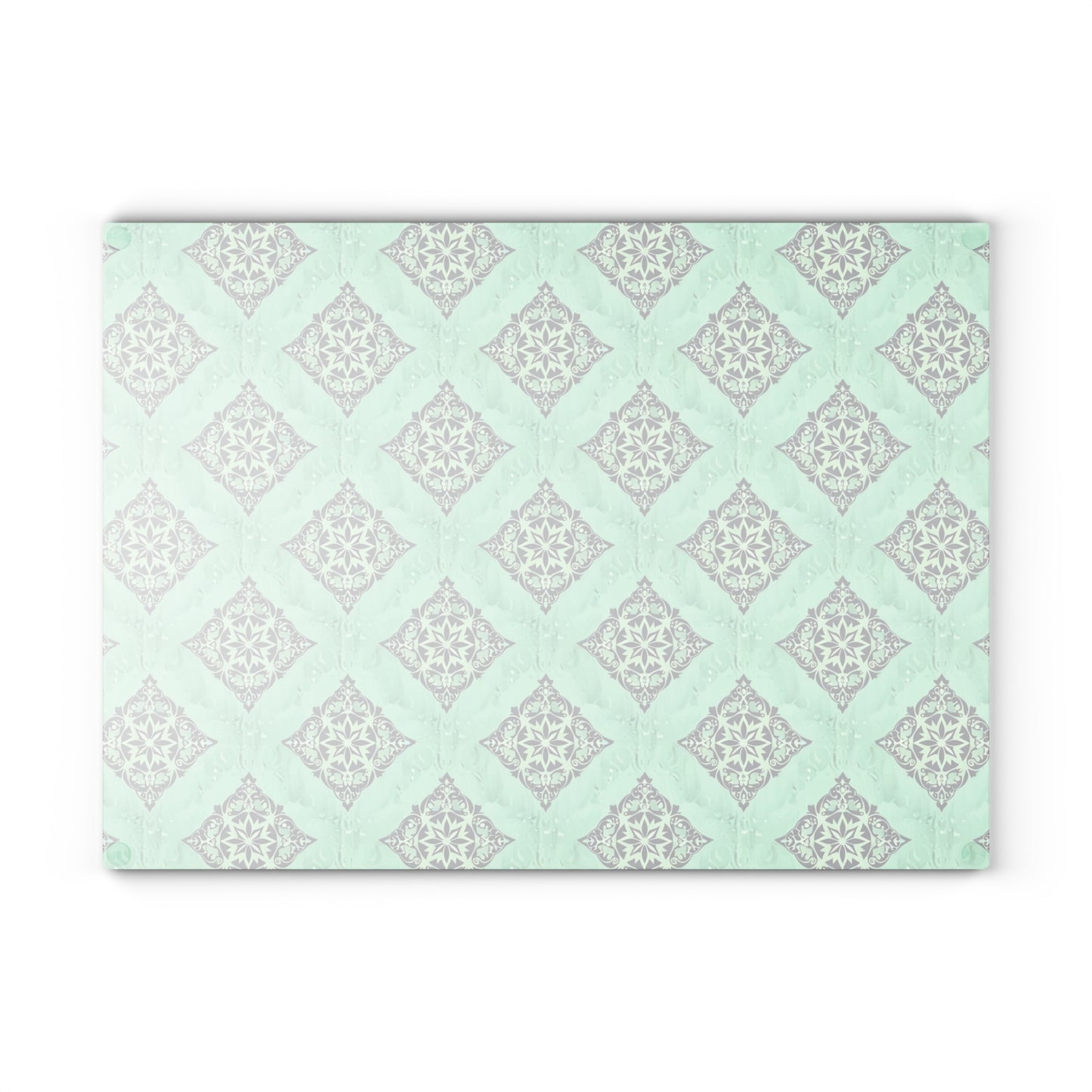Mint Damask Glass Cutting Board — Decorative Kitchen Chopping Board