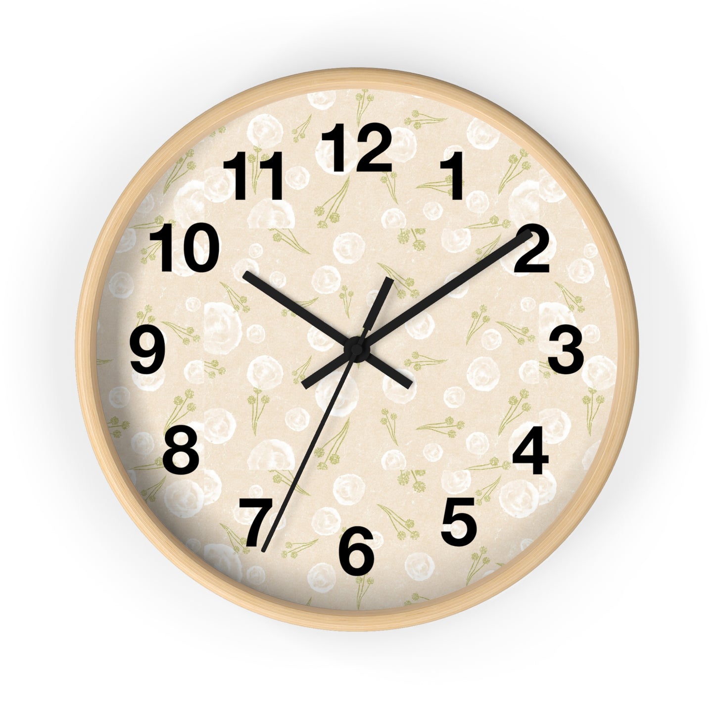 Chic Floral Wall Clock, Home Decor, Modern Design, Gift for Her, Wall Art, Boho Style, Timepiece