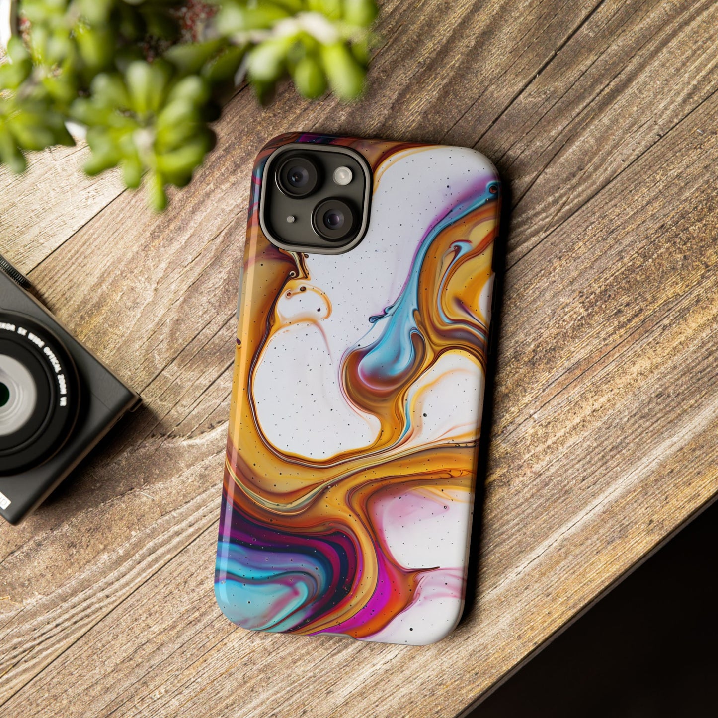 Artistic Phone Case, Tough Cases with Colorful Marble Design