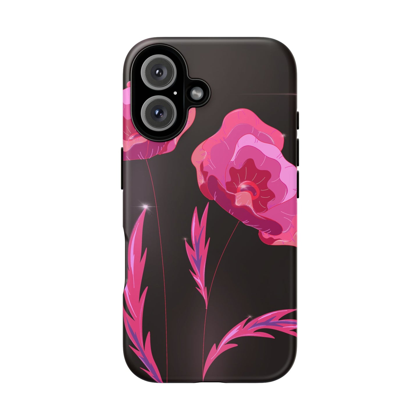 Floral iPhone Case | Tough Cases with Pink Poppy Design, Elegant Flower Phone Cover, Gift for Her, Spring Accessories, Chic Tech