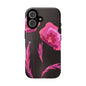 Floral iPhone Case | Tough Cases with Pink Poppy Design, Elegant Flower Phone Cover, Gift for Her, Spring Accessories, Chic Tech