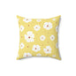 Floral Yellow Square Pillow – Cozy Home Decor, Gift for Her, Spring Accent, Mother's Day, Tropical Vibe