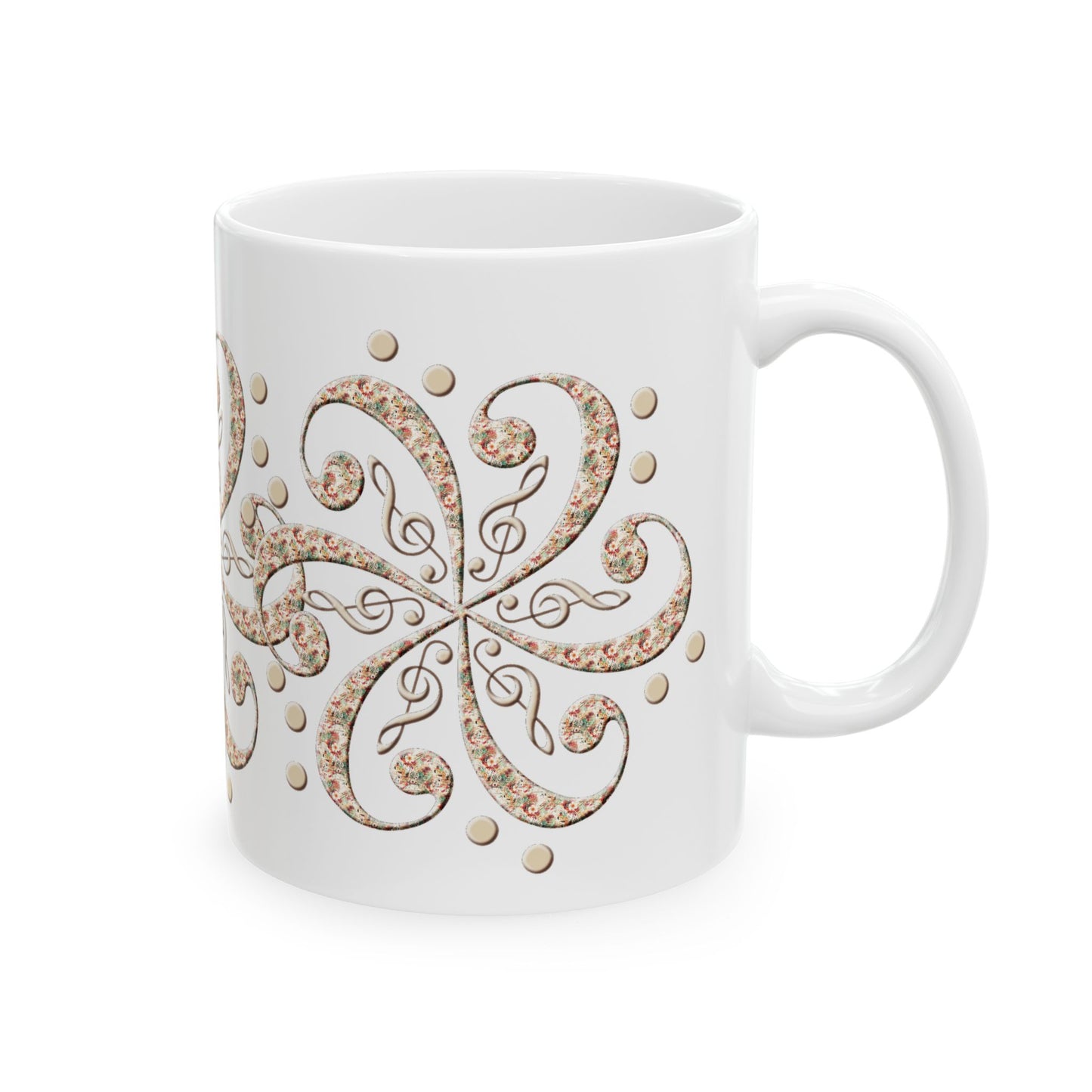 Musical Swirl Ceramic Mug - Perfect Gift for Music Lovers, Coffee Lover Unique Kitchen Decor, Relaxing Tea Time