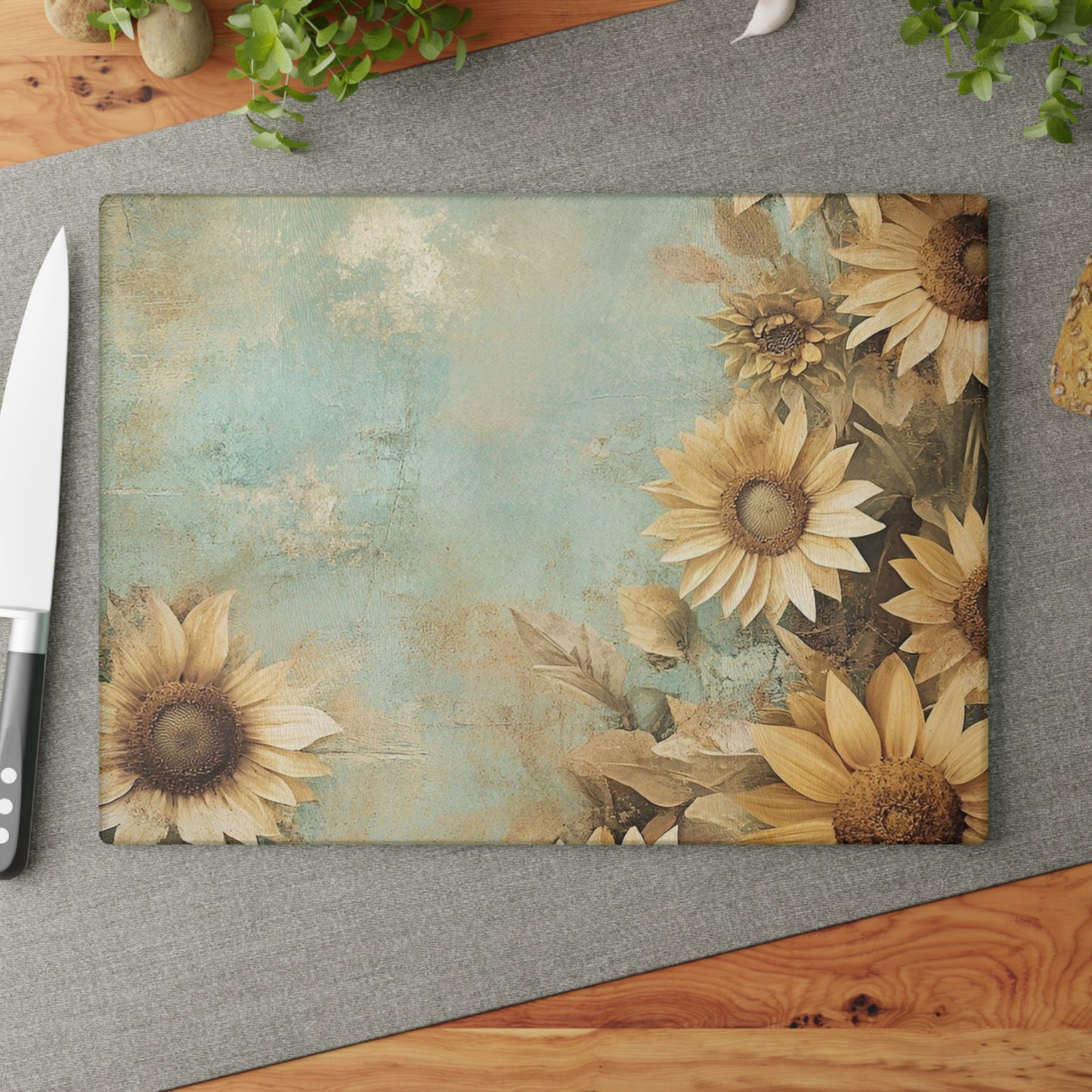 Sunflower Glass Cutting Board, Rustic Kitchen Decor, Unique Gift for Foodies & Home Chefs, Spring & Summer Serving Platter, Floral [...]
