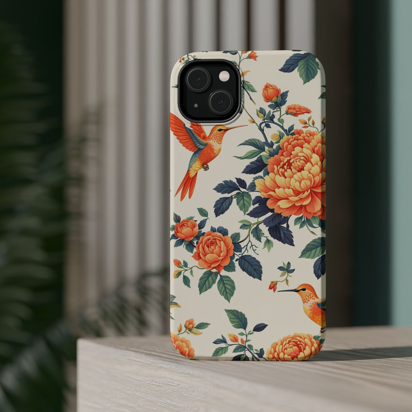 Floral Hummingbird Magnetic Phone Case — Impact-Resistant Protective Cover