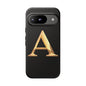 Custom Phone Case with Gold Letter A, Monogrammed Gift, Tough Protective Case, Personalized Phone Accessory, Unique Phone Cover
