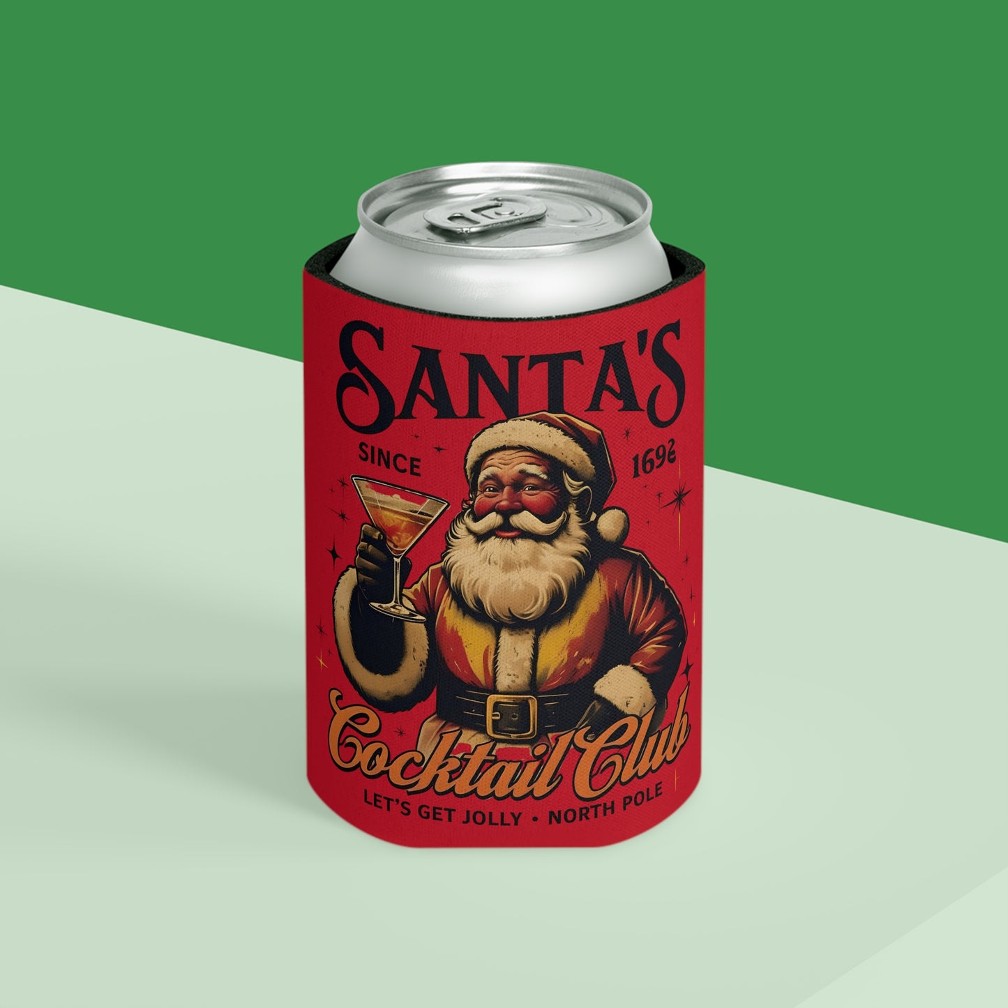 Festive Santa Can Cooler, Holiday Drink Insulator, Christmas Party Vibe, Perfect for Gifts and Gatherings, Drinkware for Celebrations