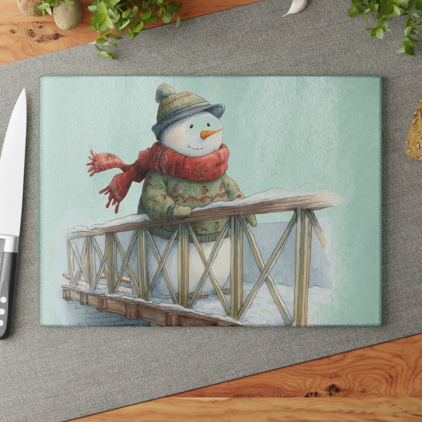 Whimsical Snowman Glass Cutting Board - Holiday Kitchen Gifts, Seasonal Decor, Unique Serving Tray, Winter Cooking Accessory, [...]