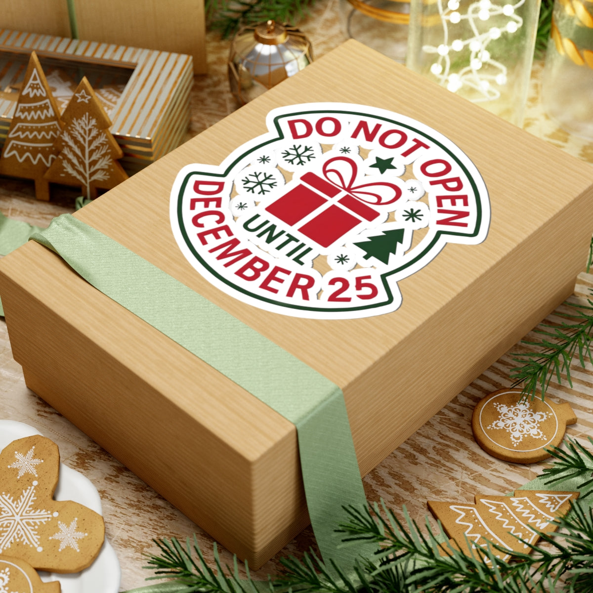 Holiday Storage Kiss-Cut Stickers – 'Do Not Open Until December 25'
